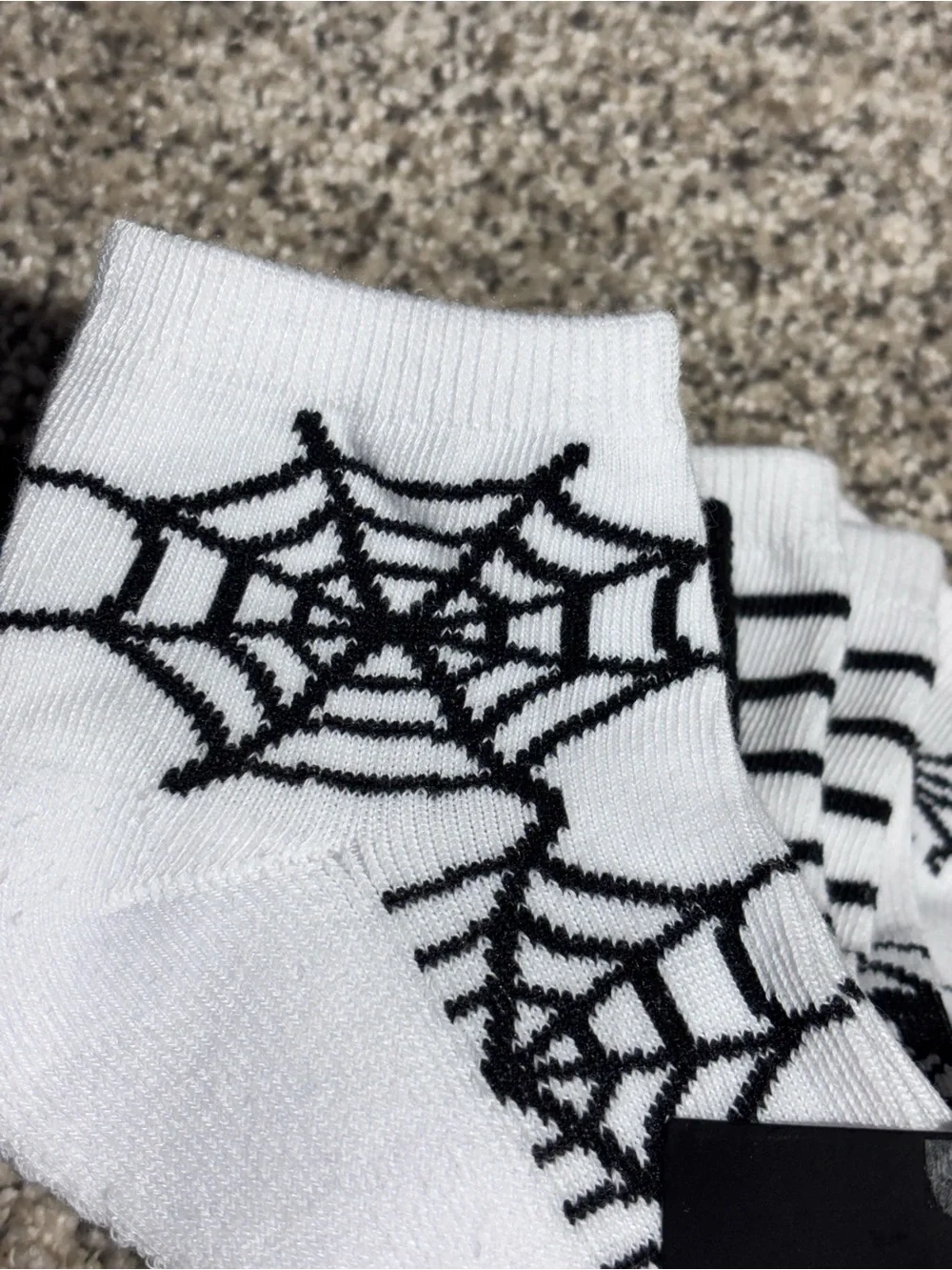Halloween Socks Spiderwebs and Black Spider, Striped and Solid Design Size 5-10